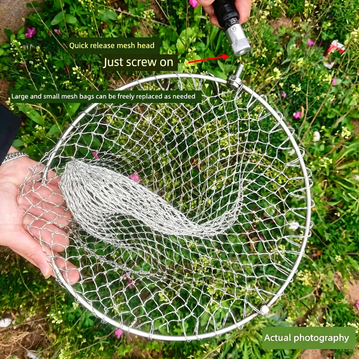 New Upgraded Fishing Landing Net,Fiberglass Pole, Alloy Lock,Quick-Release Net Head