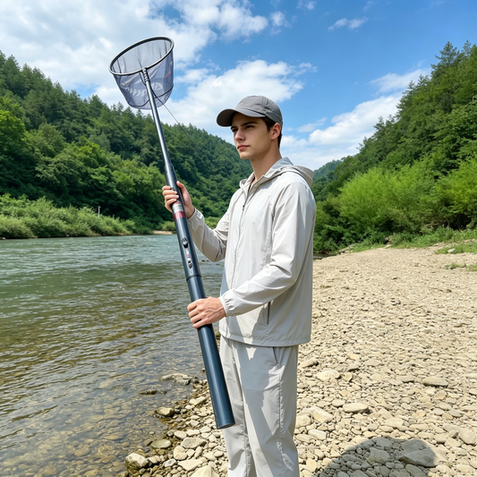 New Upgraded Fishing Landing Net,Fiberglass Pole, Alloy Lock,Quick-Release Net Head