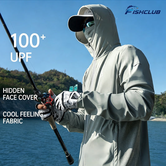 Men's Fishing Shirt, Moisture-Wicking Quick-Dry Stretch Fabric, UPF UV Sun Protection Hoodie