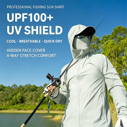 Men's Fishing Shirt, Moisture-Wicking Quick-Dry Stretch Fabric, UPF UV Sun Protection Hoodi 6319e