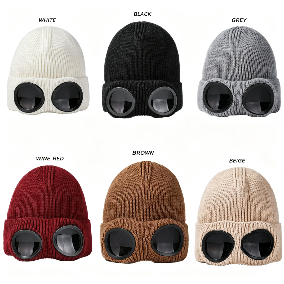 Unisex Windproof Ski Beanie with Pilot Goggles