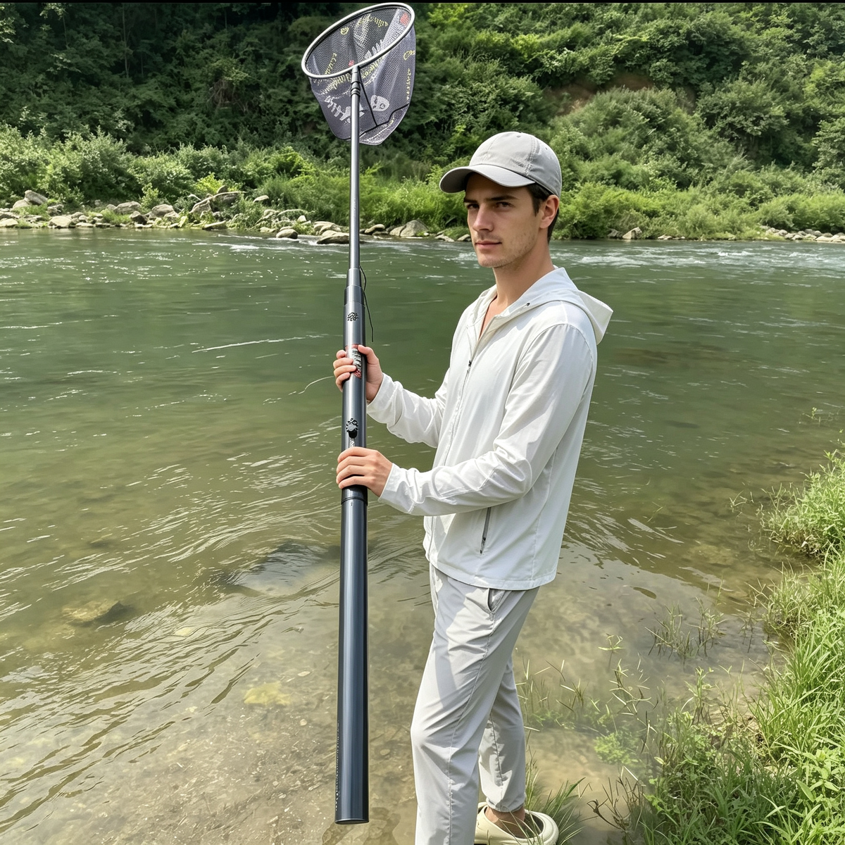 New Upgraded Fishing Landing Net,Fiberglass Pole, Alloy Lock,Quick-Release Net Head