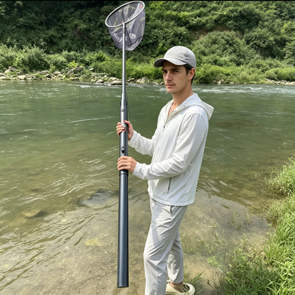 New Upgraded Fishing Landing Net,Fiberglass Pole, Alloy Lock,Quick-Release Net Head