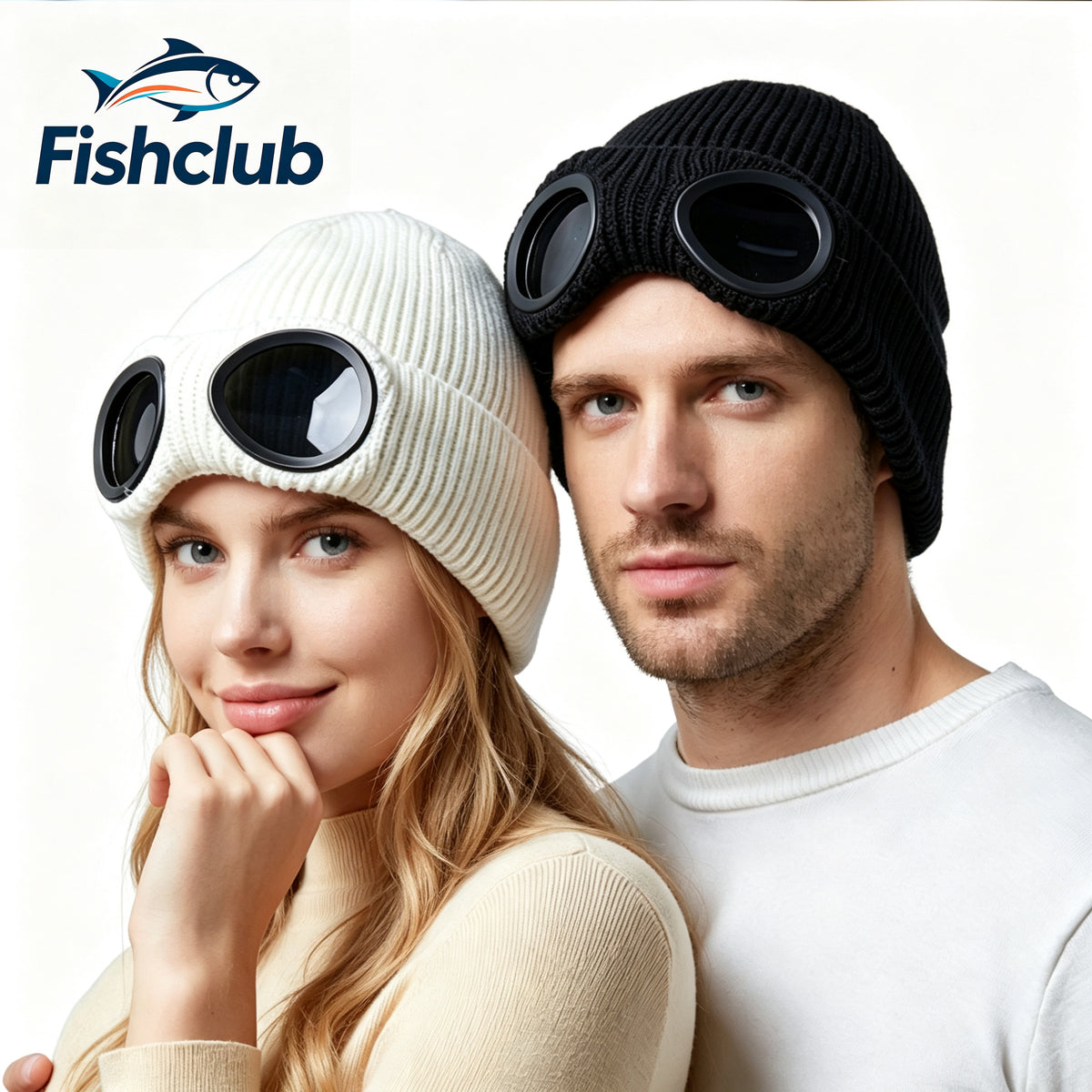Unisex Windproof Ski Beanie with Pilot Goggles