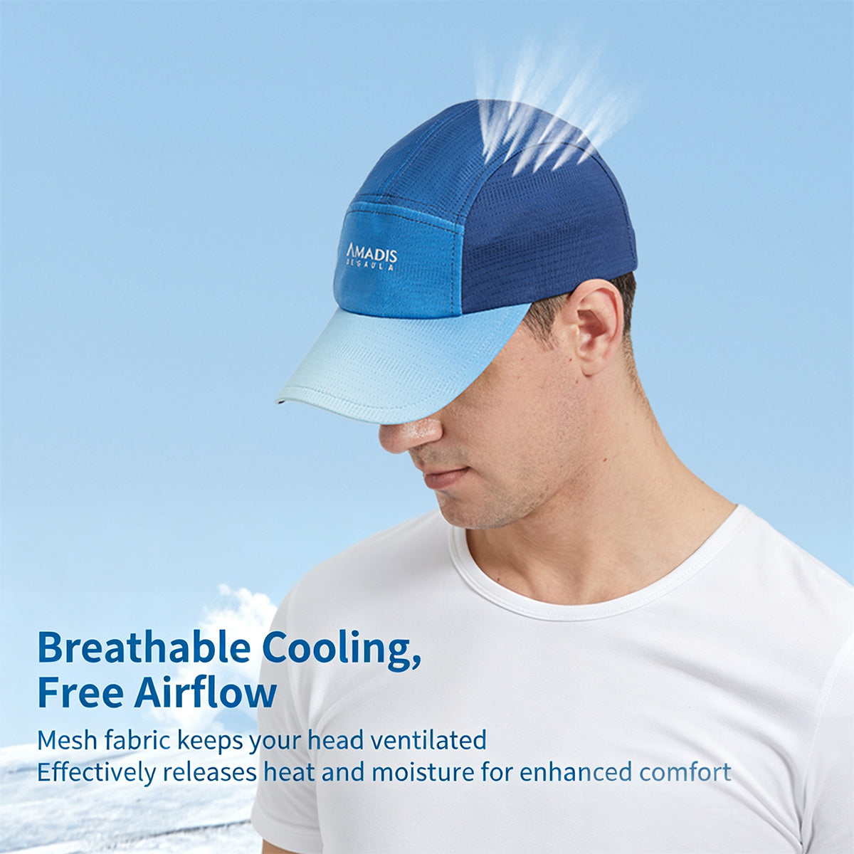 Men's 5-Panel Mesh Fishing Cap – Lightweight Breathable Sun Protection Hat with Adjustable Fit 3151