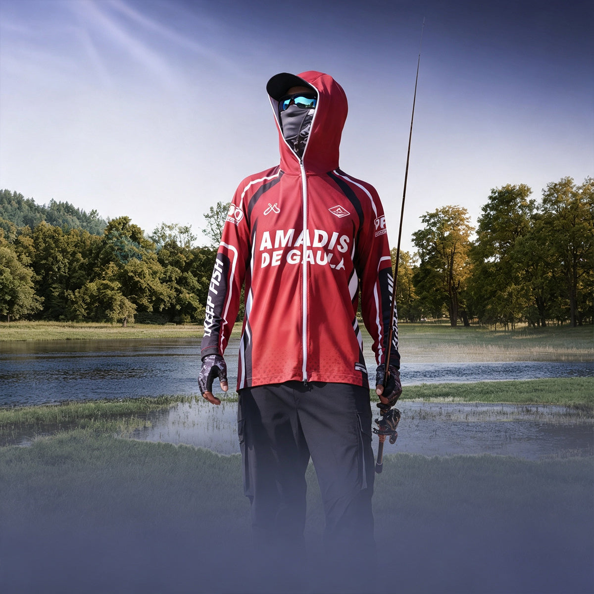 UPF 100+ Performance Fishing Shirt for Men, Long Sleeve Sun Protection Jersey with Triple Back Pockets, 4-Way Stretch Moisture Wicking Breathable Outdoor Fishing Apparel 6304
