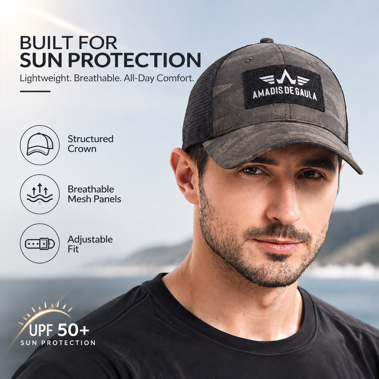 Performance Fishing Cap – Breathable Mesh Hat with UV Sun Protection & Adjustable Fit