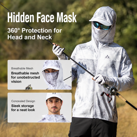 Men's Fishing Shirt, Moisture-Wicking Quick-Dry Stretch Fabric, UPF UV Sun Protection Hoodi 6302e
