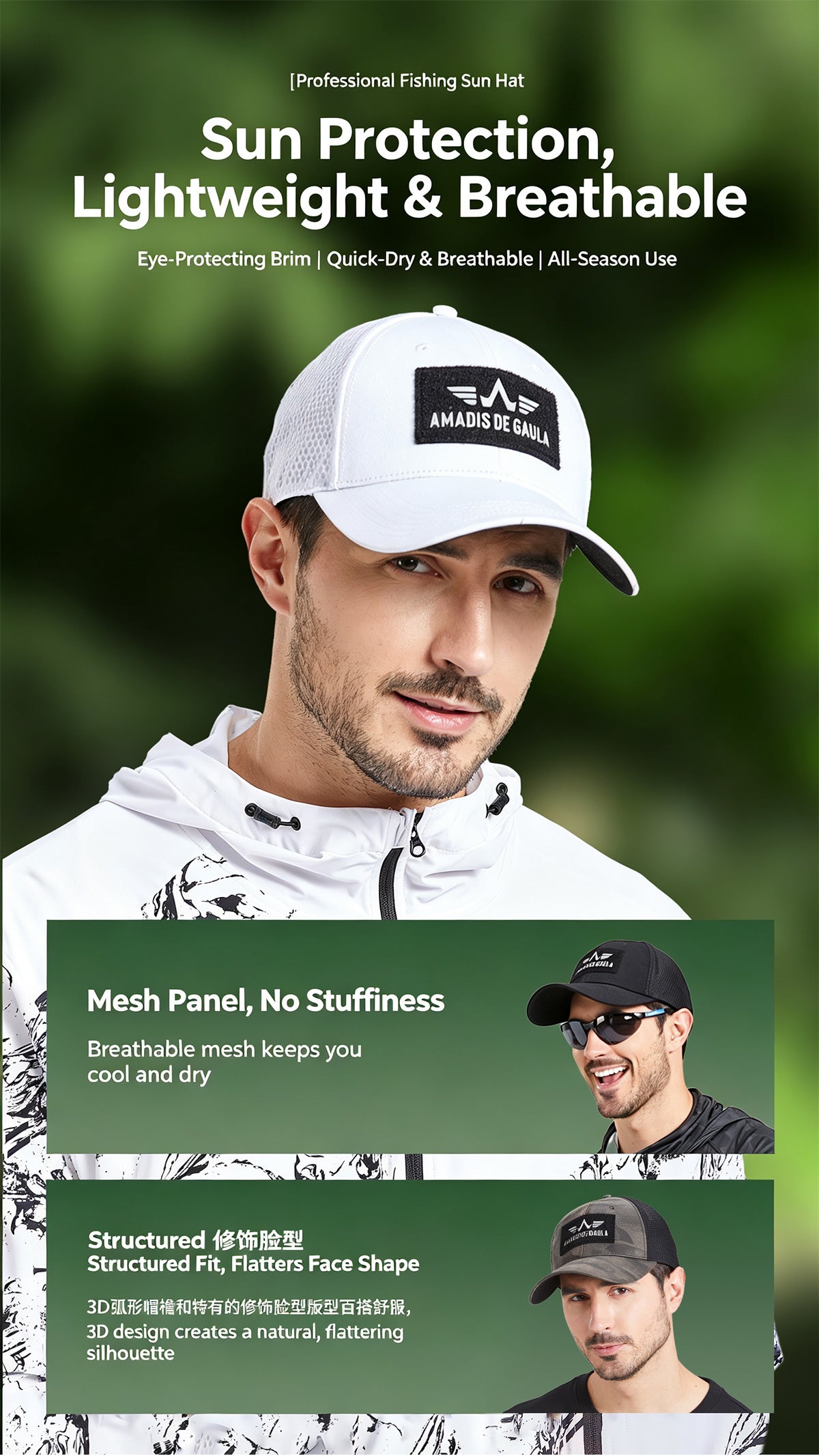 Performance Fishing Cap – Breathable Mesh Hat with UV Sun Protection & Adjustable Fit