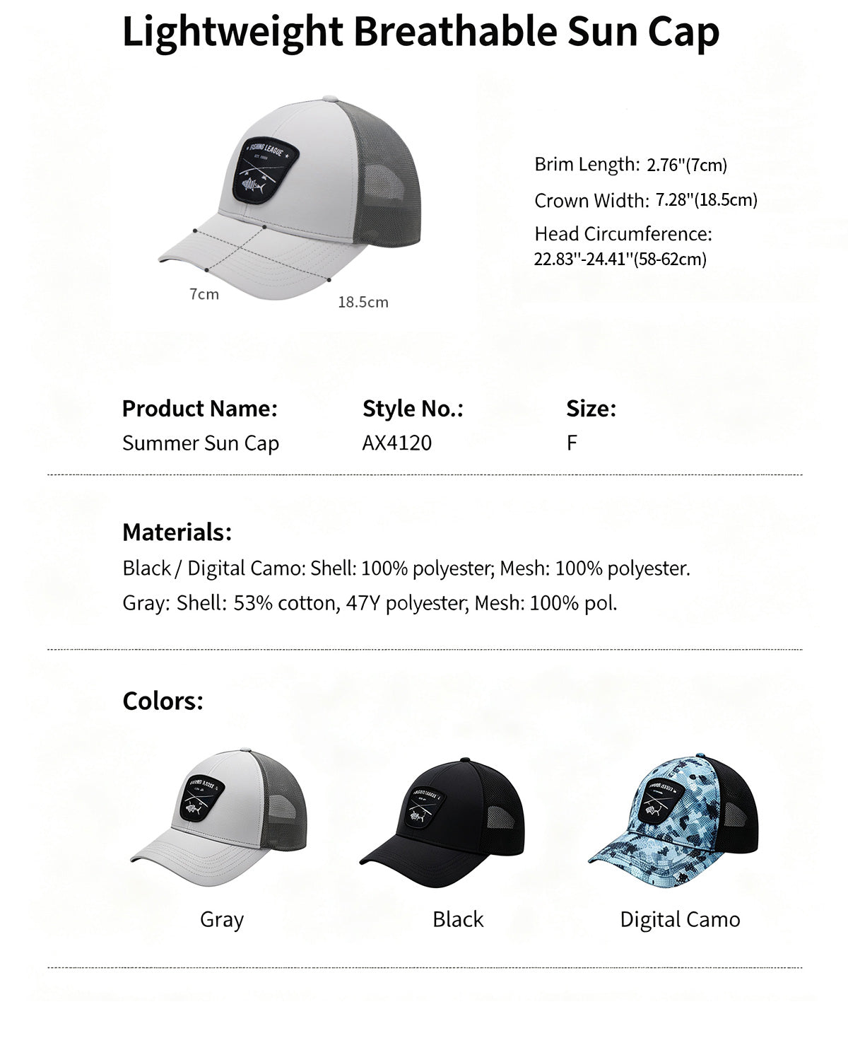 Performance Fishing Cap – Breathable Mesh Hat with UV Sun Protection & Adjustable Fit