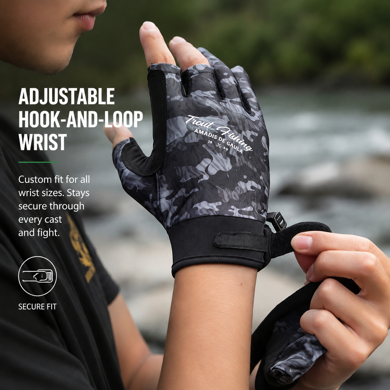 Men's Professional Fingerless Fishing Gloves – 3-Finger Open Design, Non-Slip Grip, Breathable UV Protection & Adjustable Fit 4530