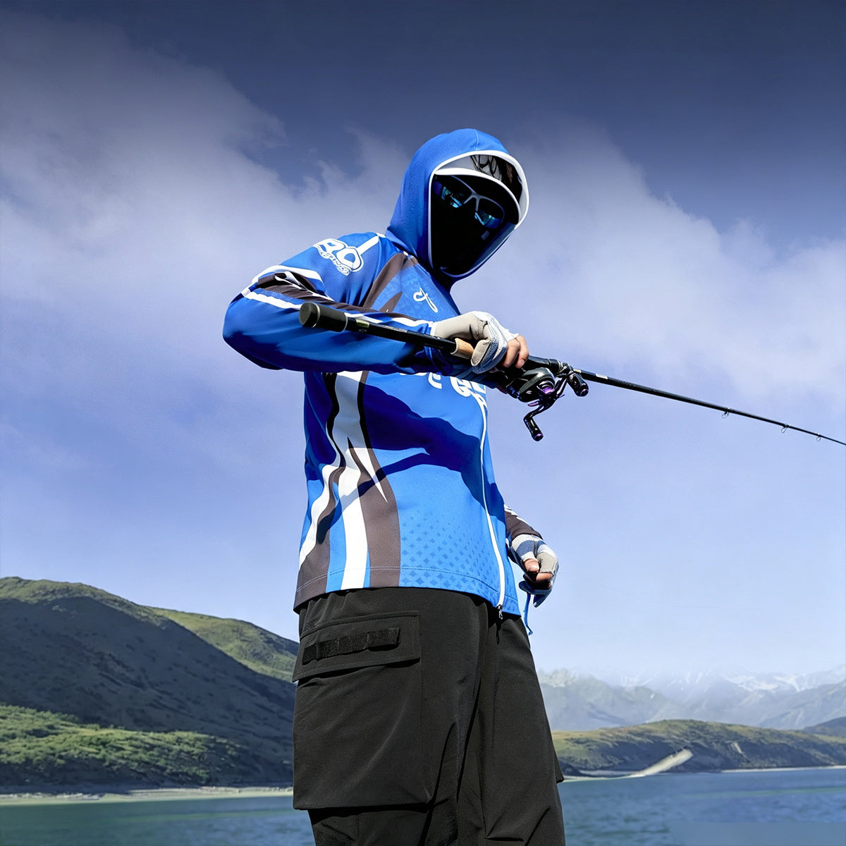 UPF 100+ Performance Fishing Shirt for Men, Long Sleeve Sun Protection Jersey with Triple Back Pockets, 4-Way Stretch Moisture Wicking Breathable Outdoor Fishing Apparel 6304