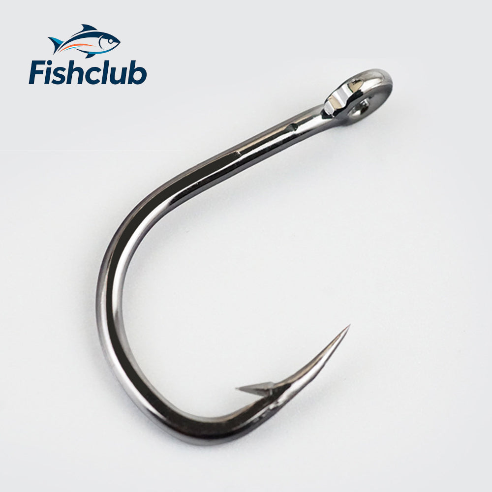 Heavy-Duty Stainless Steel Slow Jigging Hooks with Eye – Barbed Saltwater Fishing Hooks 1006