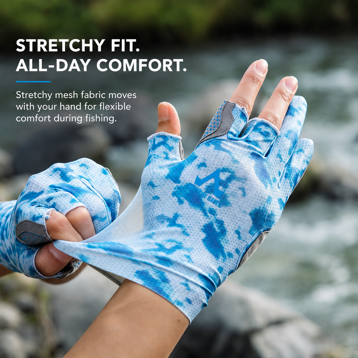 Men's Professional 3-Finger Fishing Gloves – Silicone Non-Slip Grip, Breathable UV Stretch Fabric & Extended Wrist Cuff 4531
