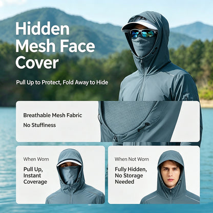Men's Fishing Shirt, Moisture-Wicking Quick-Dry Stretch Fabric, UPF UV Sun Protection Hoodie（副本）