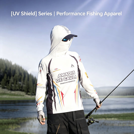 Men's UPF 100+ Professional Fishing Shirt with Integrated 3D Face Cover, Quick Dry Moisture Wicking Breathable Sun Protection Hoodie 6301