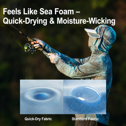 Men's Fishing Shirt, Moisture-Wicking Quick-Dry Stretch Fabric, UPF UV Sun Protection Hoodi 6302e