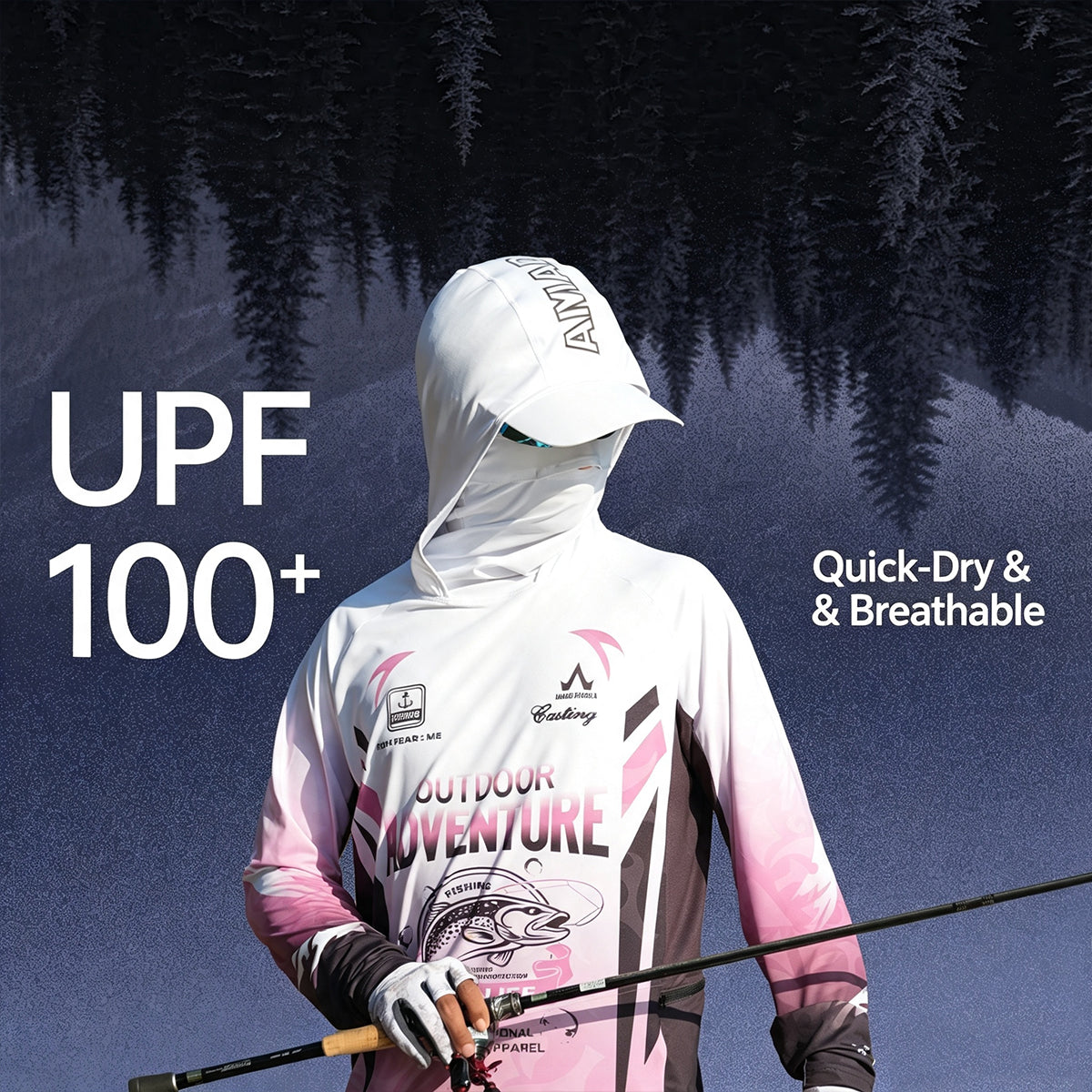Men's UPF 100+ Professional Fishing Shirt with Integrated 3D Face Cover, Quick Dry Moisture Wicking Breathable Sun Protection Hoodie（副本）