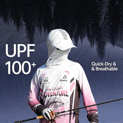 Men's UPF 100+ Professional Fishing Shirt with Integrated 3D Face Cover, Quick Dry Moisture Wicking Breathable Sun Protection Hoodie（副本）