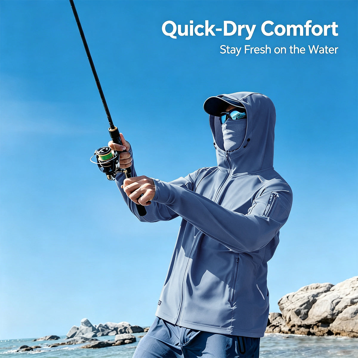 Men's Fishing Shirt, Moisture-Wicking Quick-Dry Stretch Fabric, UPF UV Sun Protection Hoodie（副本）