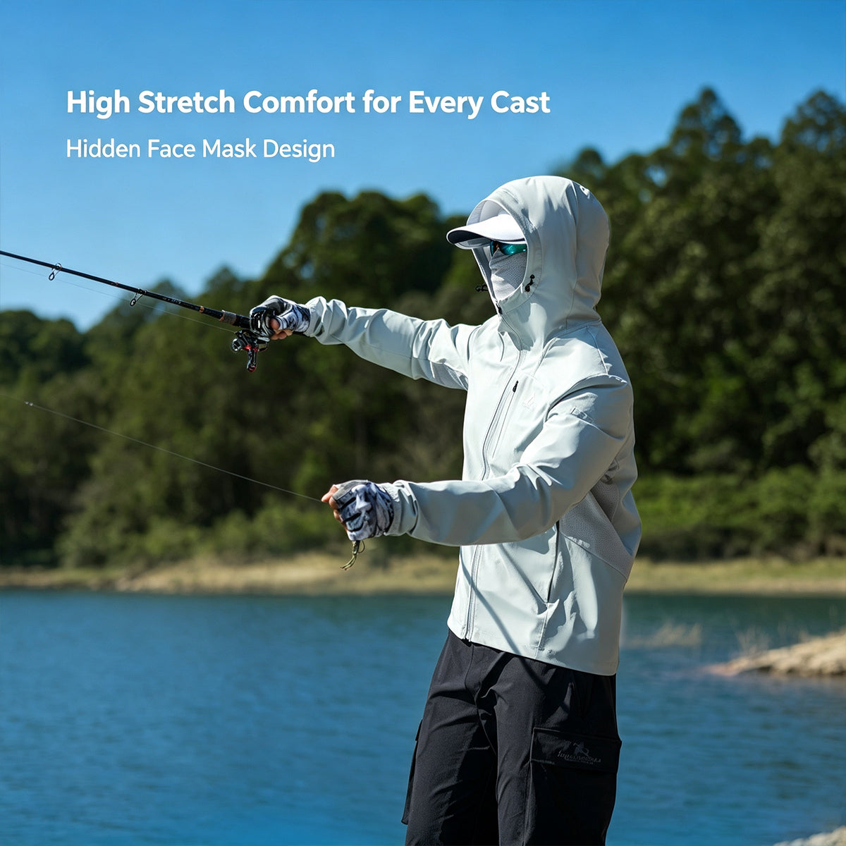 Men's Fishing Shirt, Moisture-Wicking Quick-Dry Stretch Fabric, UPF UV Sun Protection Hoodie 6311