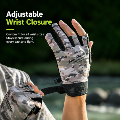 Men's Professional Fingerless Fishing Gloves – 3-Finger Open Design, Non-Slip Grip, Breathable UV Protection & Adjustable Fit 4530