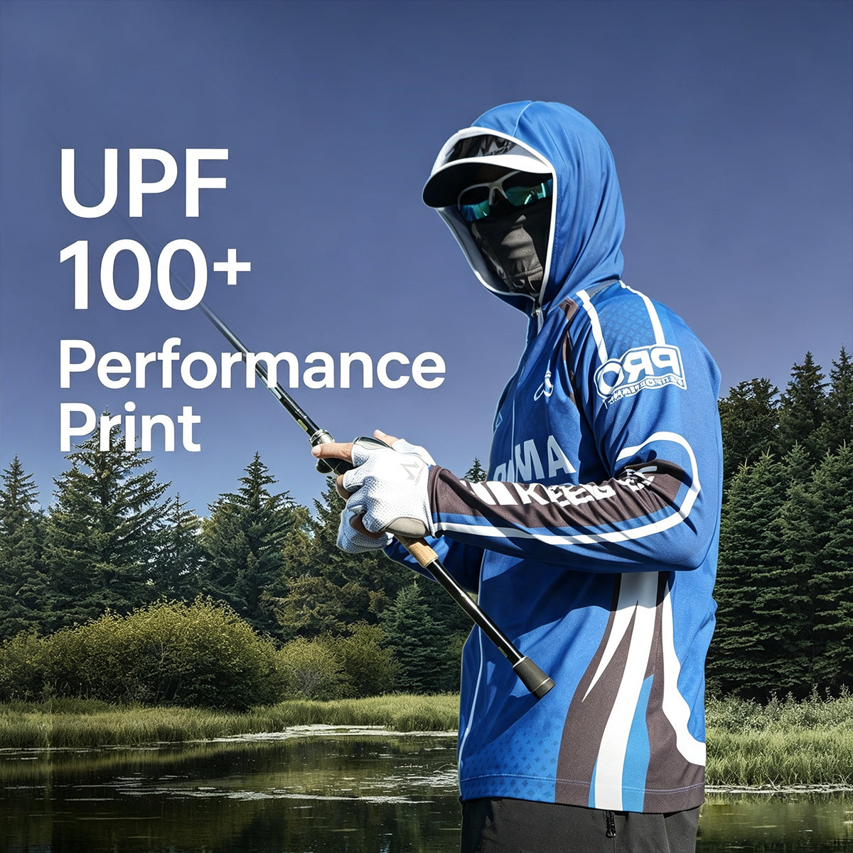 UPF 100+ Performance Fishing Shirt for Men, Long Sleeve Sun Protection Jersey with Triple Back Pockets, 4-Way Stretch Moisture Wicking Breathable Outdoor Fishing Apparel 6304