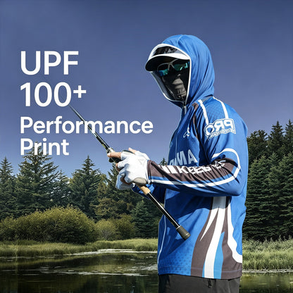 UPF 100+ Performance Fishing Shirt for Men, Long Sleeve Sun Protection Jersey with Triple Back Pockets, 4-Way Stretch Moisture Wicking Breathable Outdoor Fishing Apparel 6304