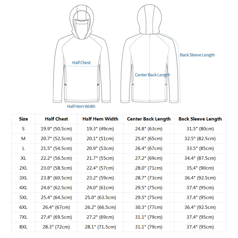 Men's UPF 100+ Professional Fishing Shirt with Integrated 3D Face Cover, Quick Dry Moisture Wicking Breathable Sun Protection Hoodie