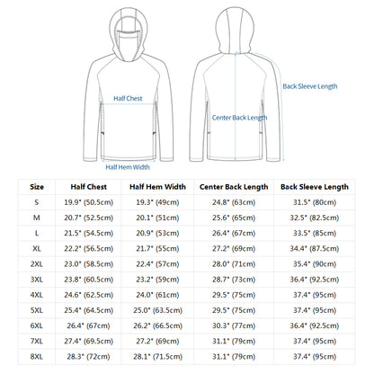 Men's UPF 100+ Professional Fishing Shirt with Integrated 3D Face Cover, Quick Dry Moisture Wicking Breathable Sun Protection Hoodie