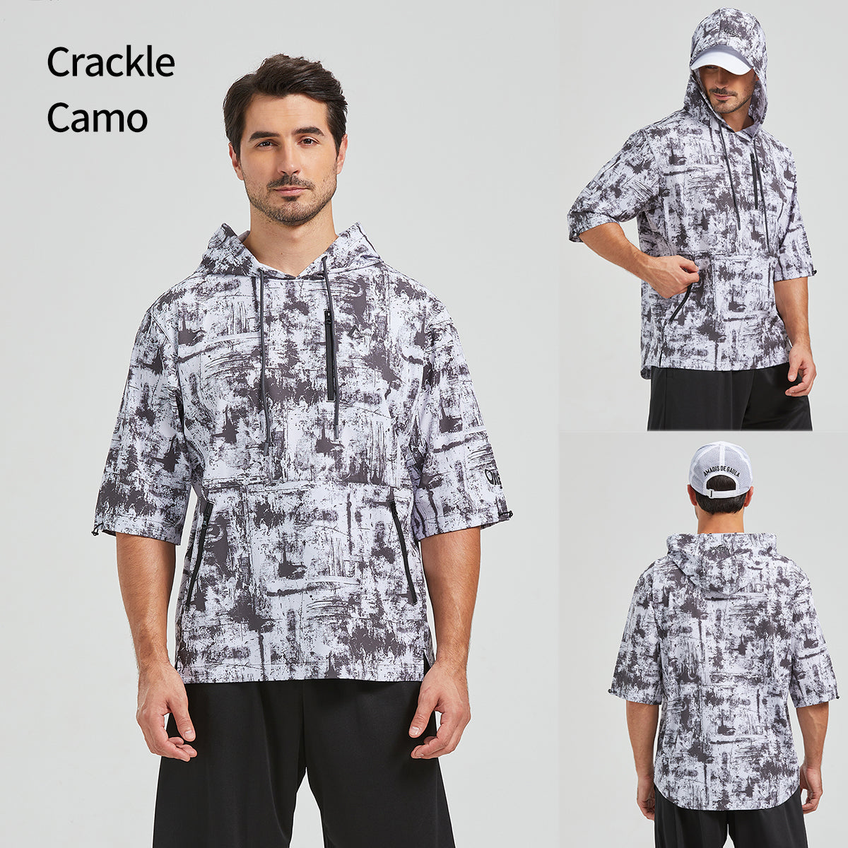UPF 100+ Short Sleeve Fishing Hoodie for Men, Professional Sun Protection Shirt with YKK Zipper, Quick Dry Breathable 4-Way Stretch Outdoor Fishing Apparel 3337