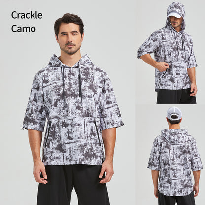 UPF 100+ Short Sleeve Fishing Hoodie for Men, Professional Sun Protection Shirt with YKK Zipper, Quick Dry Breathable 4-Way Stretch Outdoor Fishing Apparel 3337