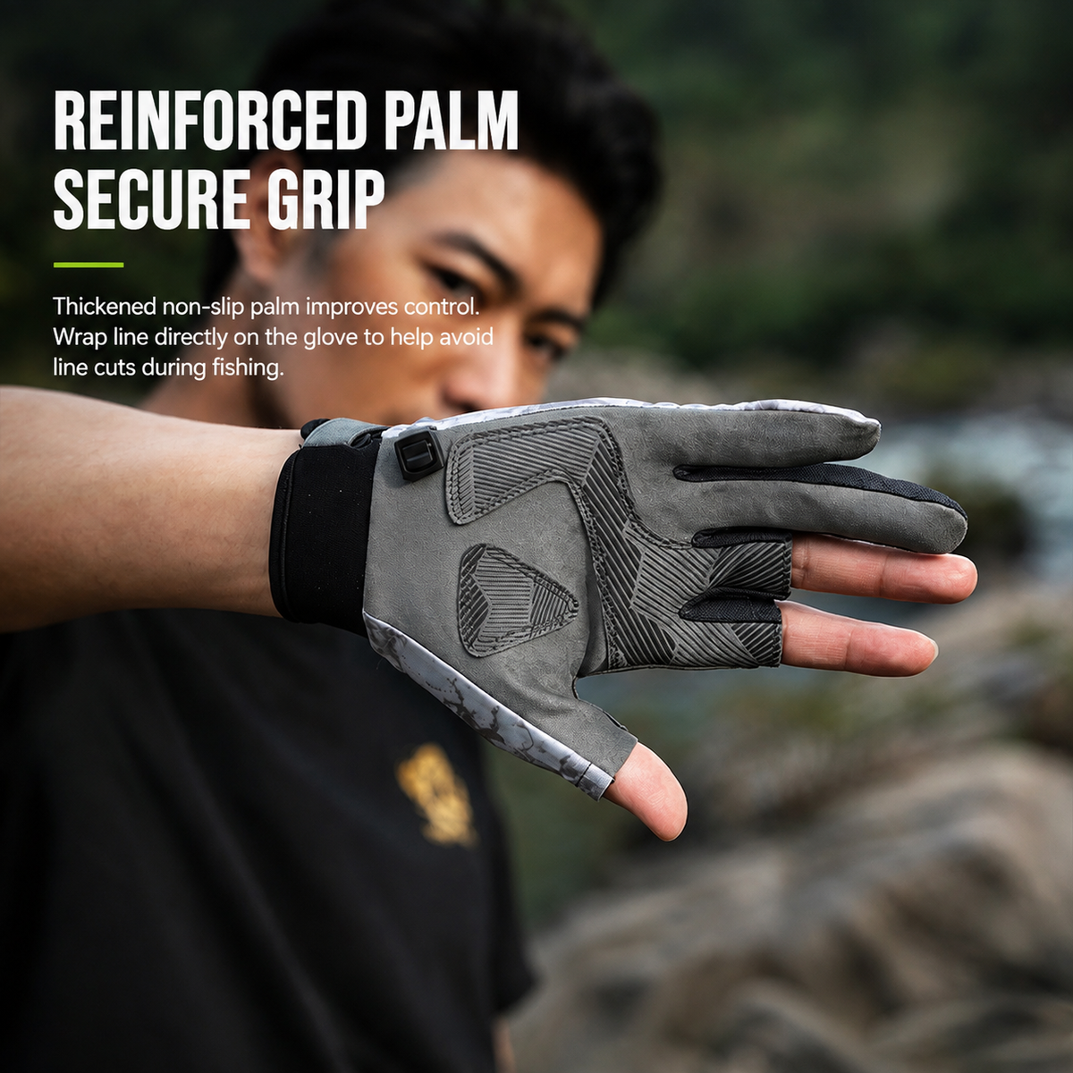 Men's Professional Fingerless Fishing Gloves – 3-Finger Open Design, Non-Slip Grip, Breathable UV Protection & Adjustable Fit 4530