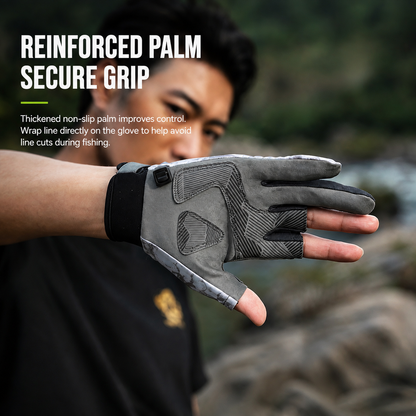 Men's Professional Fingerless Fishing Gloves – 3-Finger Open Design, Non-Slip Grip, Breathable UV Protection & Adjustable Fit 4530