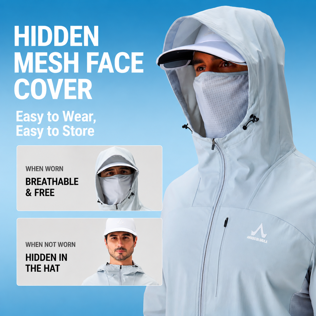 Men's Fishing Shirt, Moisture-Wicking Quick-Dry Stretch Fabric, UPF UV Sun Protection Hoodie 6311