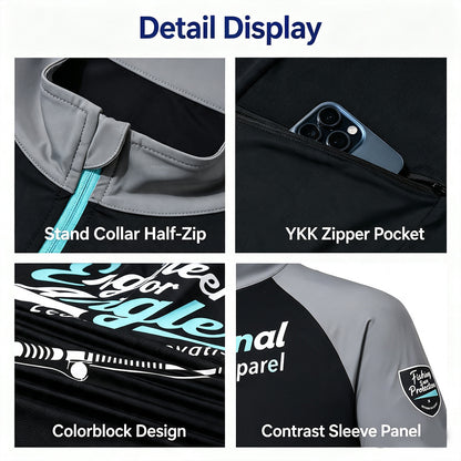 Men's UPF 100+ Fishing Shirt, Long Sleeve Sun Protection Jersey with Quarter Zip Collar, Quick Dry Moisture Wicking Fabric & YKK Zipper Pocket 6314