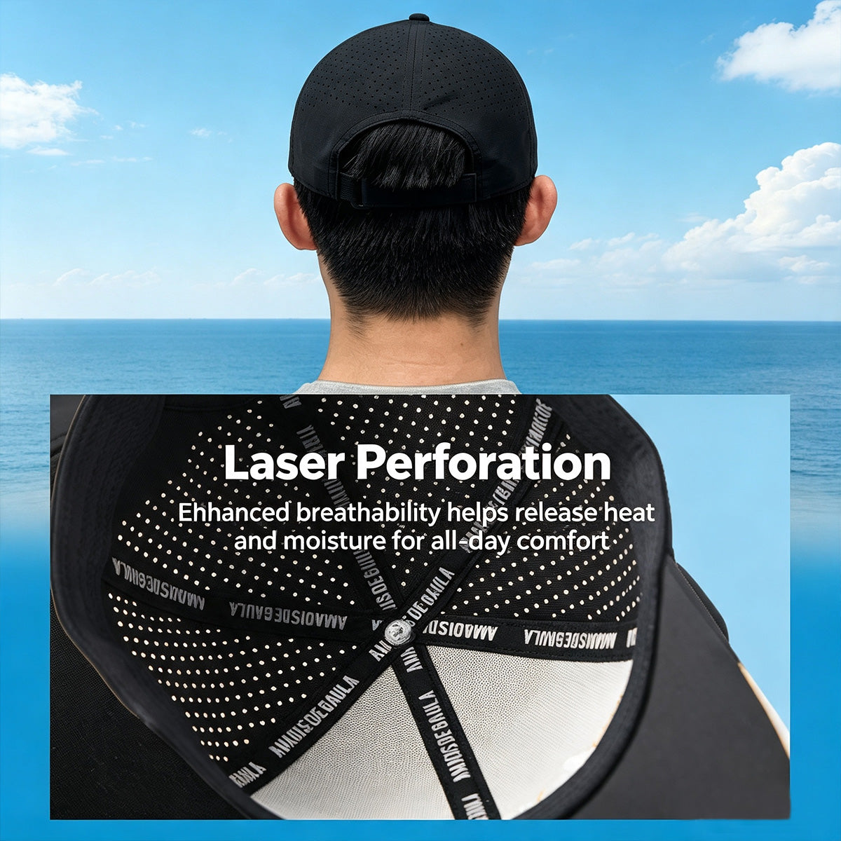 Men's Professional Fishing Cap – Extended Brim Sun Protection Hat with Laser-Perforated Breathable Design 3107