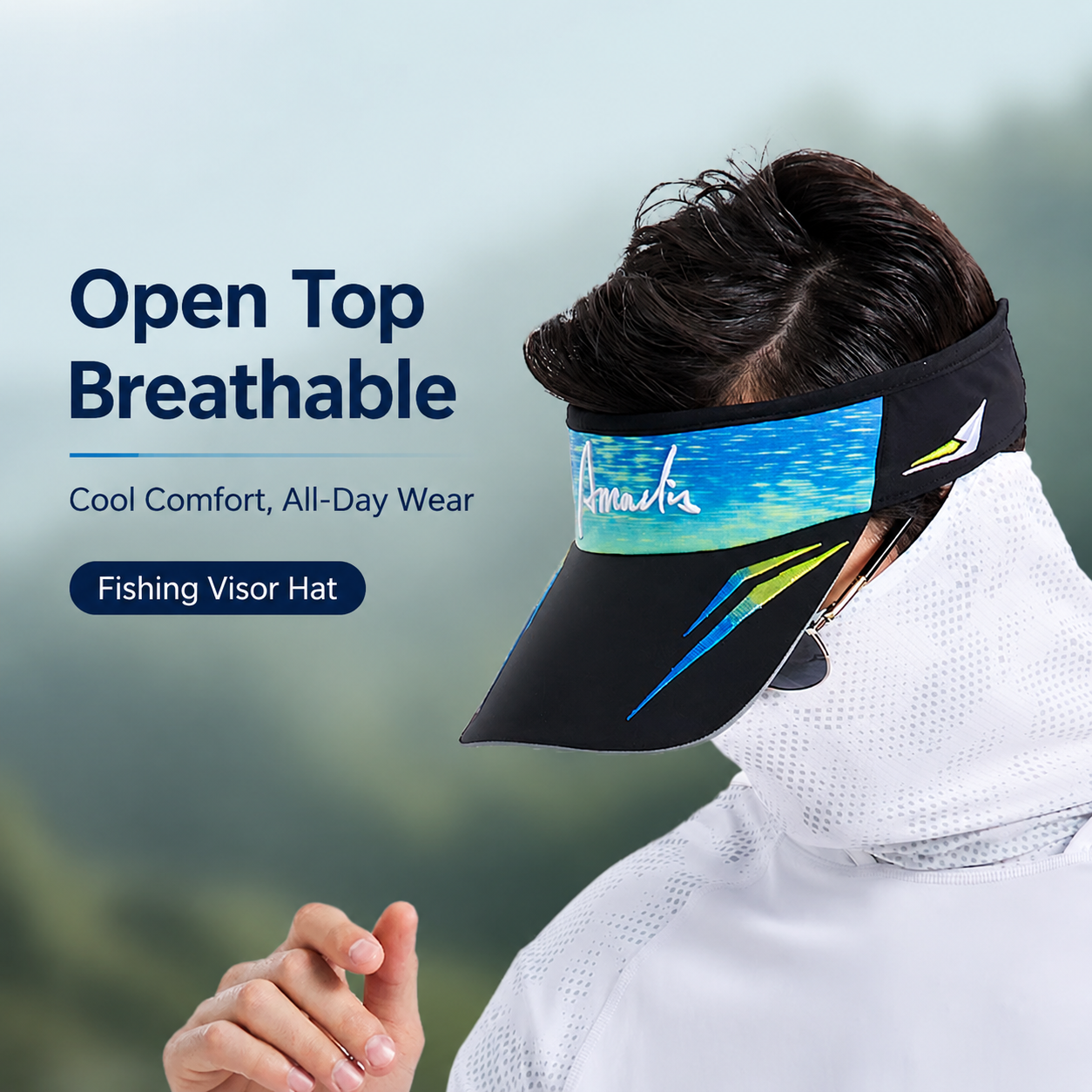 Fishing Sun Visor Hat – Breathable Open Top Cap with UPF 50+ Sun Protection & Structured Fit