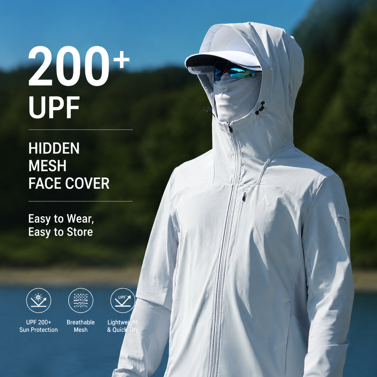 Men's Fishing Shirt, Moisture-Wicking Quick-Dry Stretch Fabric, UPF UV Sun Protection Hoodie 6311