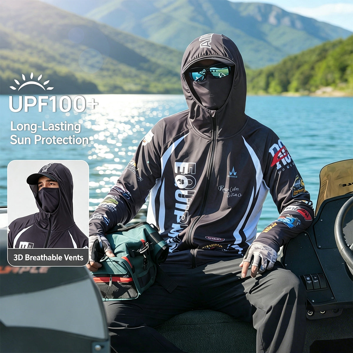 Men's Fishing Shirt, Moisture-Wicking Quick-Dry Stretch Fabric, UPF UV Sun Protection Hoodie（副本）