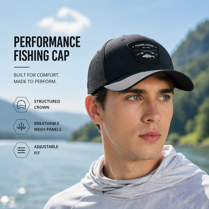 Performance Fishing Cap – Breathable Mesh Hat with UV Sun Protection & Adjustable Fit