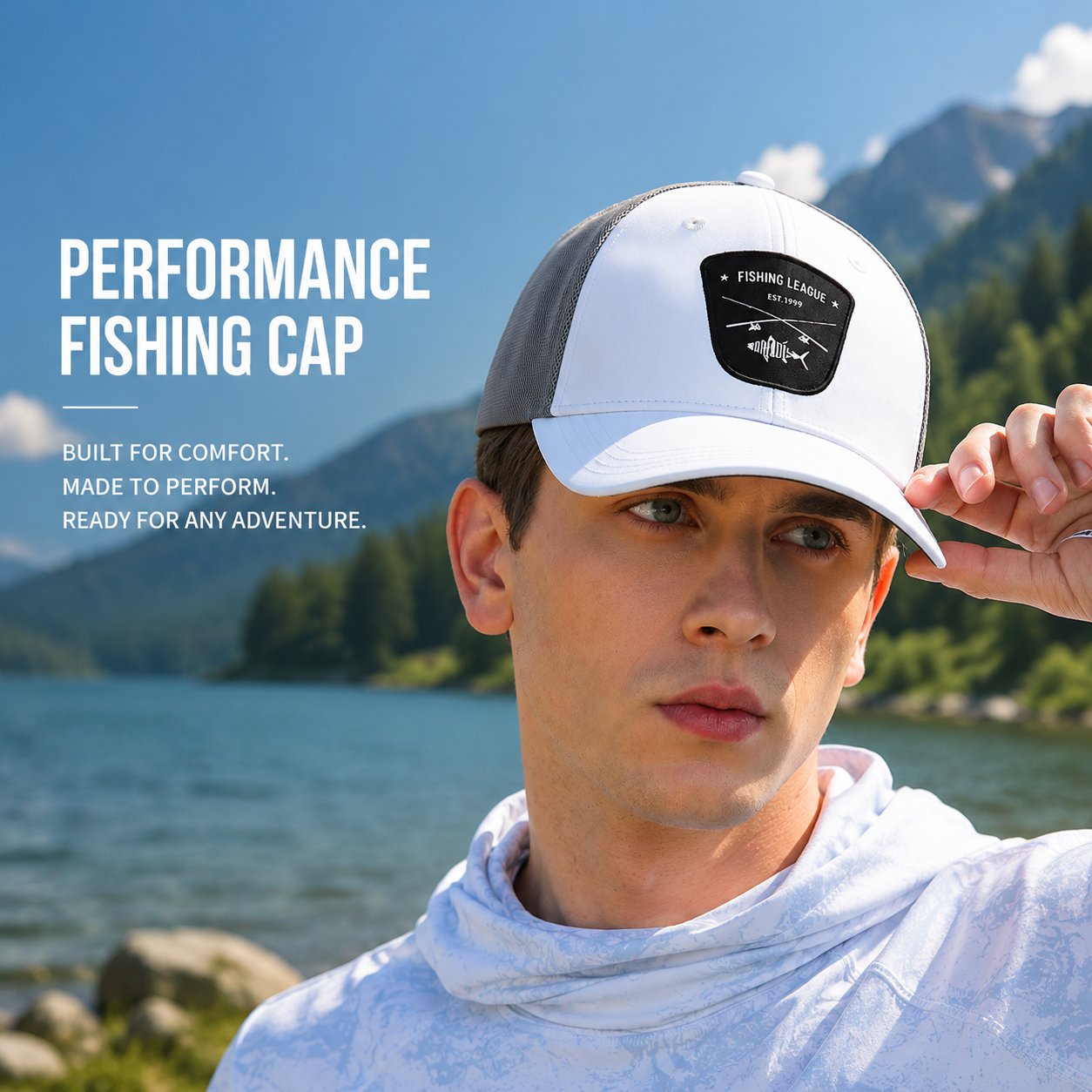 Performance Fishing Cap – Breathable Mesh Hat with UV Sun Protection & Adjustable Fit