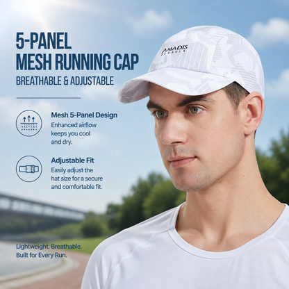 Men's 5-Panel Mesh Fishing Cap – Lightweight Breathable Sun Protection Hat with Adjustable Fit 3151