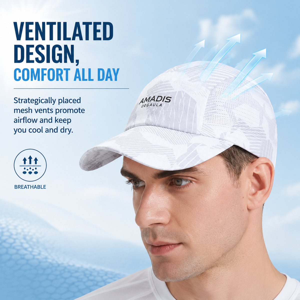Men's 5-Panel Mesh Fishing Cap – Lightweight Breathable Sun Protection Hat with Adjustable Fit 3151