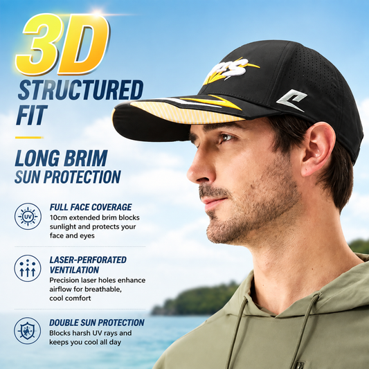 Men's Professional Fishing Cap – Extended Brim Sun Protection Hat with Laser-Perforated Breathable Design 3107
