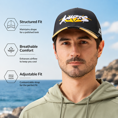 Men's Professional Fishing Cap – Extended Brim Sun Protection Hat with Laser-Perforated Breathable Design 3107