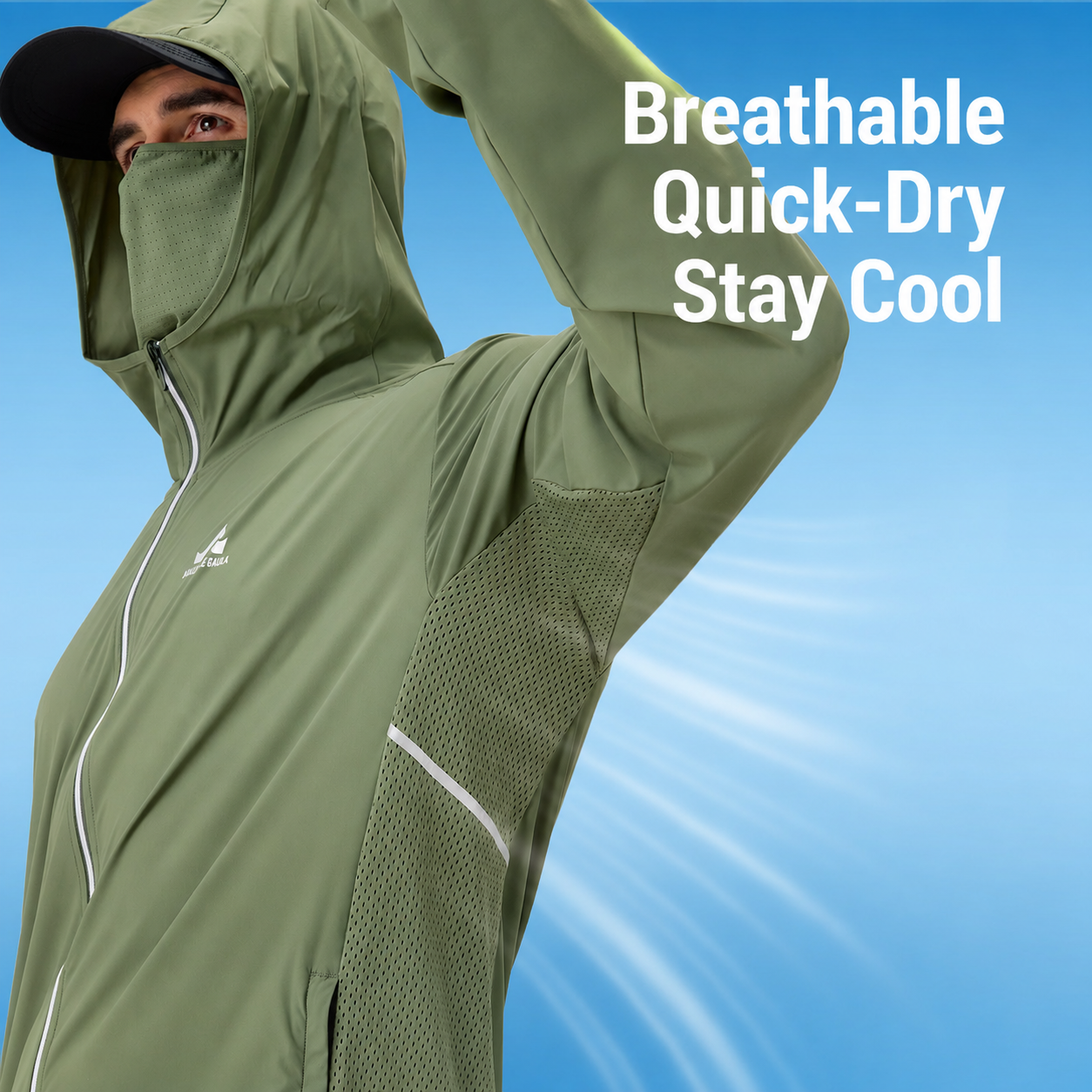 Men's Fishing Shirt, Moisture-Wicking Quick-Dry Stretch Fabric, UPF UV Sun Protection Hoodie