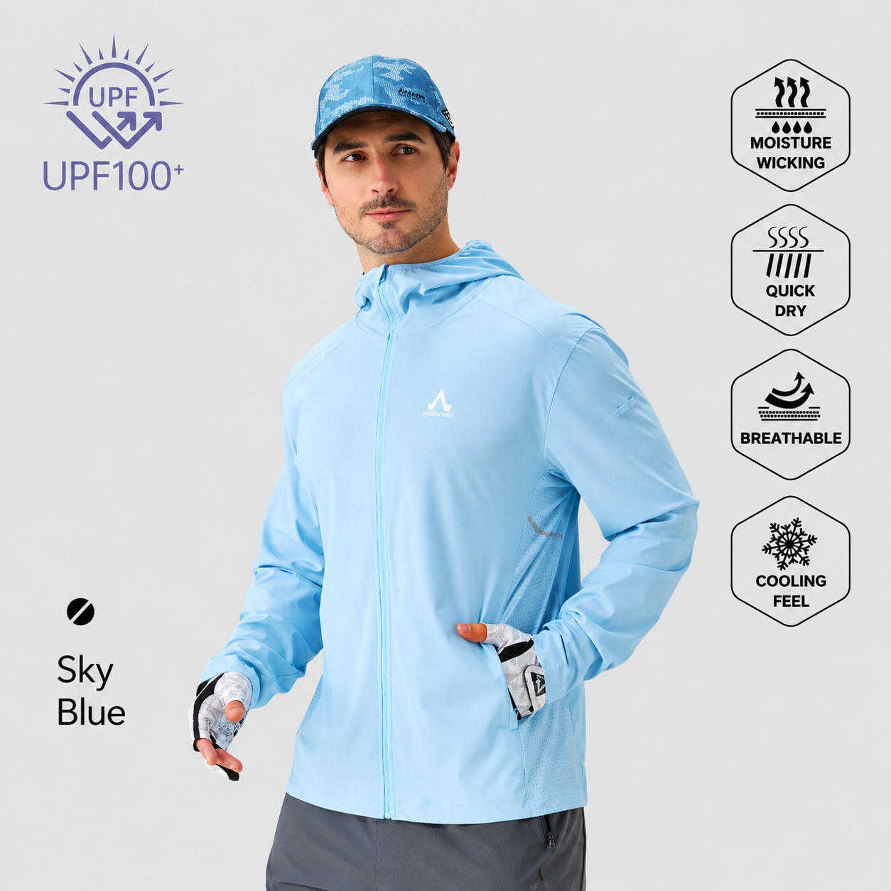 Men's Fishing Shirt, Moisture-Wicking Quick-Dry Stretch Fabric, UPF UV Sun Protection Hoodie（副本）