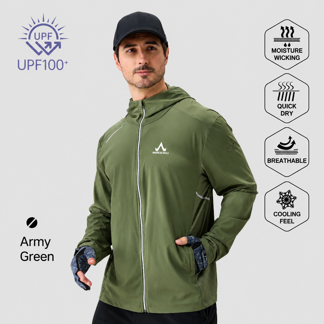 Men's Fishing Shirt, Moisture-Wicking Quick-Dry Stretch Fabric, UPF UV Sun Protection Hoodie（副本）