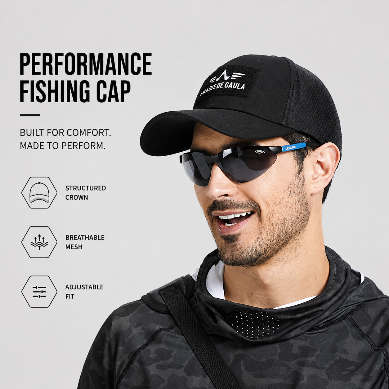 Performance Fishing Cap – Breathable Mesh Hat with UV Sun Protection & Adjustable Fit